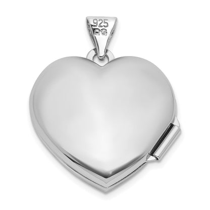 Sterling Silver Rhodium-plated Blue Topaz December Birthstone 18mm Heart Locket