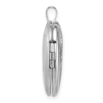 Sterling Silver Rhodium-plated Brushed And Polished 1/20 carat Diamond And Angel 20mm Heart Locket