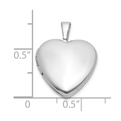 Sterling Silver Rhodium-plated Polished Front/Brushed Back 16mm Heart Locket