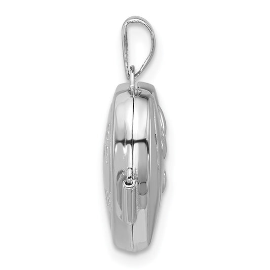 Sterling Silver Rhodium-plated MY LOVE MY LIFE MY FOREVER On Reverse 15mm Heart Locket