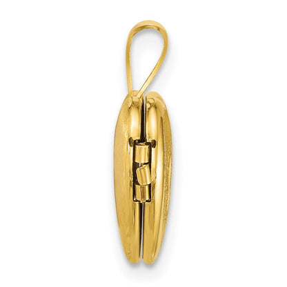 Sterling Silver Gold-plated Polished Front/Brushed Back Foot Prints with Hearts 12mm Heart Locket