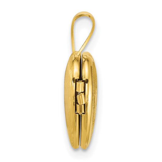 Sterling Silver Gold-plated Polished Front/Brushed Back Foot Prints with Hearts 12mm Heart Locket