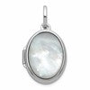 Sterling Silver Rhodium-plated Mother of Pearl 16.5mm Oval Locket