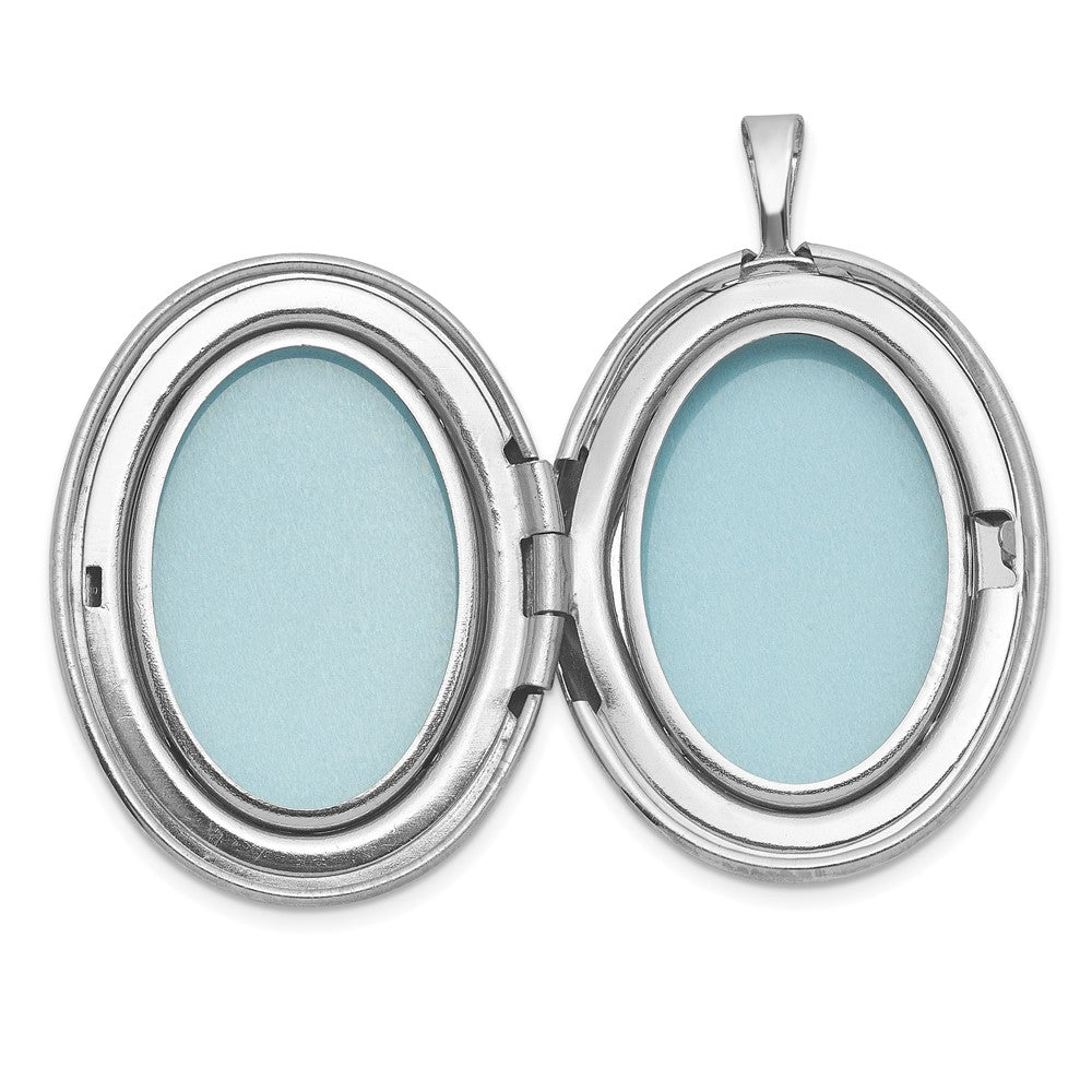 Sterling Silver Rhodium-plated Polished Front/Brushed Back ALWAYS ON MY MIND FOREVER IN MY HEART 26mm Oval Locket