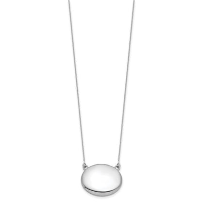 Sterling Silver Rhodium-plated Polished Front/Brushed Back 18.75 inch with 2 inch extension 20mm Oval Locket Necklace
