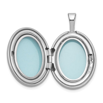 Sterling Silver Rhodium-plated Brushed  1/20 carat Diamond Engraved Cross 16mm Oval Locket
