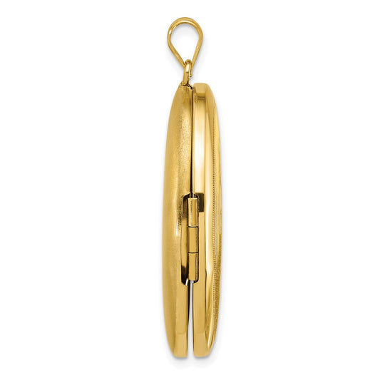 Sterling Silver Gold-plated Polished Front/Brushed Back Fleur De Lis 28mm Oval Locket