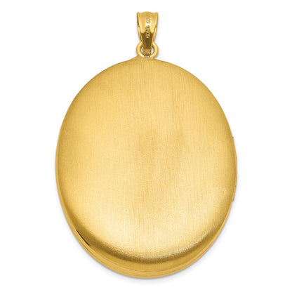 Sterling Silver Gold-plated Polished Front/Brushed Back Fleur De Lis 28mm Oval Locket