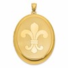 Sterling Silver Gold-plated Polished Front/Brushed Back Fleur De Lis 28mm Oval Locket