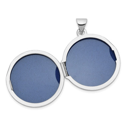 Sterling Silver Rhodium-plated OUR CIRCLE OF LOVE GOES AROUND AND NEVER ENDS Reversible 20mm Round Locket