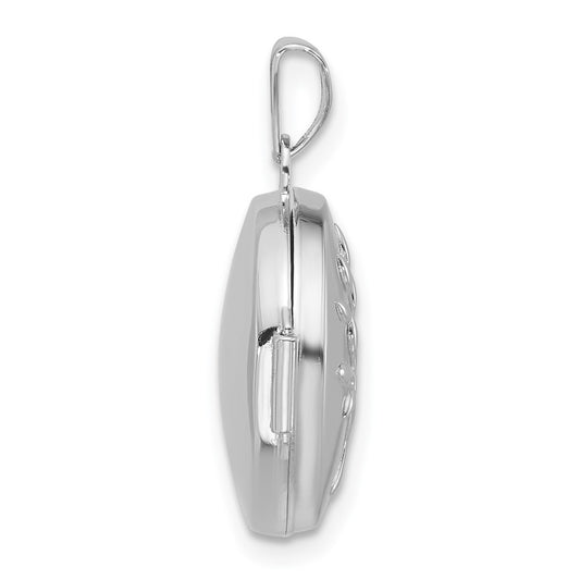 Sterling Silver Rhodium-plated Polished Tree Of Life 16mm Round Locket