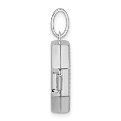 Sterling Silver Rhodium-plated Polished with Beaded Border 18mm Octagon Shaped Locket