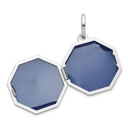 Sterling Silver Rhodium-plated Half Point Diamond with Star 18mm Octagon Shaped Locket