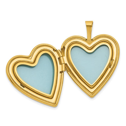 Sterling Silver Gold-plated Polished Front/Brushed Back Unicorn/Alicorn 20mm Heart Locket