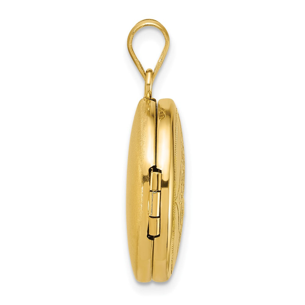 Sterling Silver Gold-plated Polished Front/Brushed Back Fancy Lace Design 20mm Round Locket