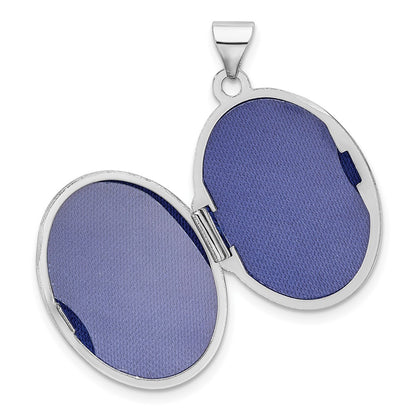 Sterling Silver Rhodium-plated Polished Scroll Design Reversible Same on Back 21mm Oval Locket