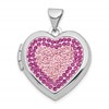 Sterling Silver Rhodium-plated 18mm Preciosa Crystal Heart Locket