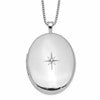 Sterling Silver Rhodium-plated Diamond 26mm Oval Locket Necklace