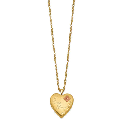 1/20 14K Gold Filled 20mm Enameled I Love You Heart Locket Necklace