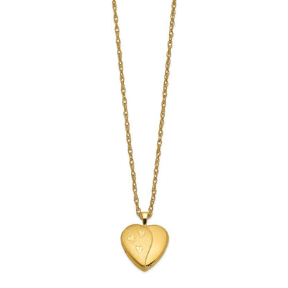 1/20 14K Gold Filled 16mm Satin and Polished Heart Locket Necklace