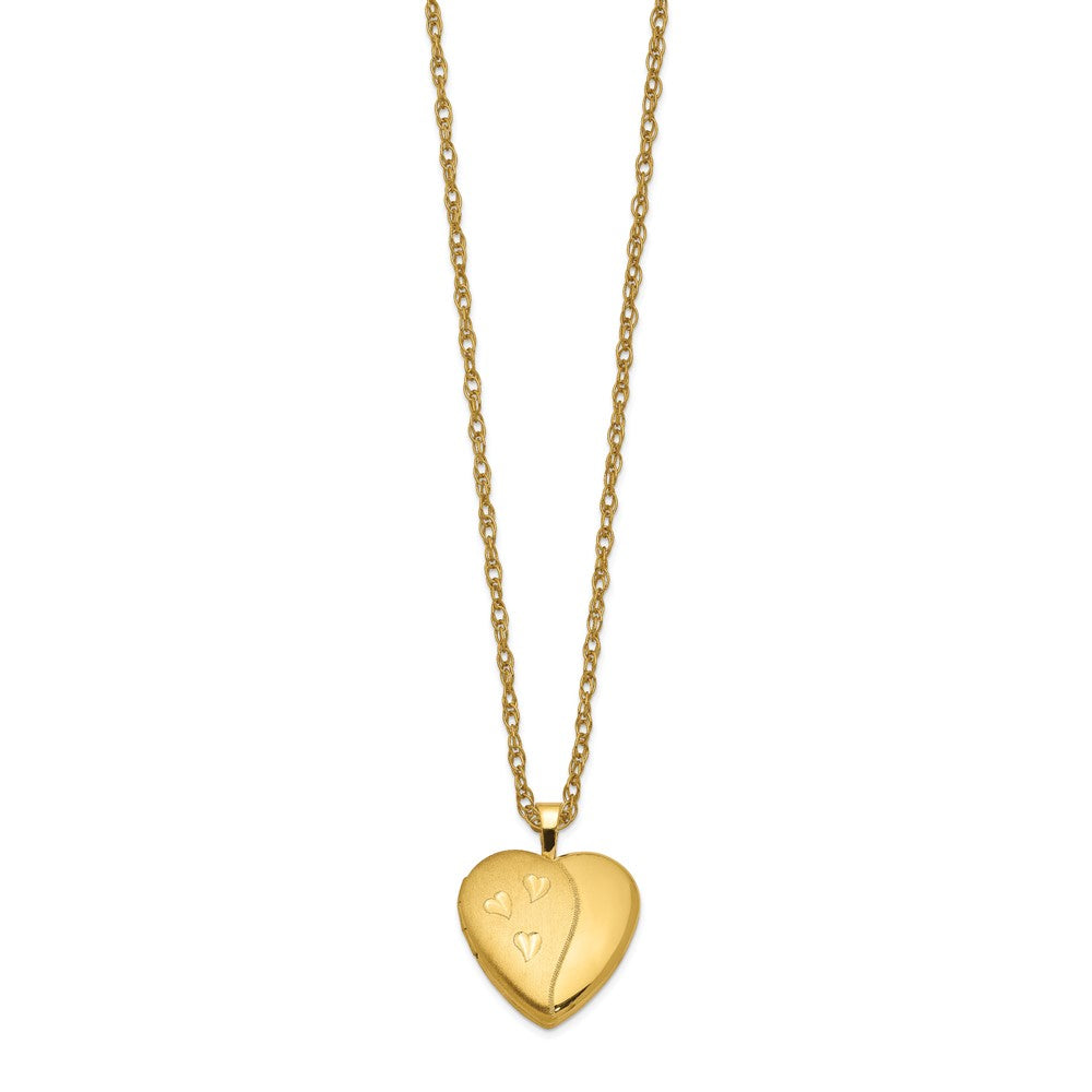 1/20 Gold Filled 16mm Satin and Polished Heart Locket Necklace