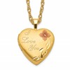 1/20 14K Gold Filled 16mm Enamel Flower I Love You Heart Locket Necklace