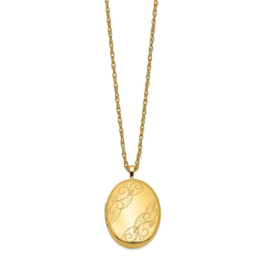 1/20 14K Gold Filled 26mm Swirled Oval Locket Necklace