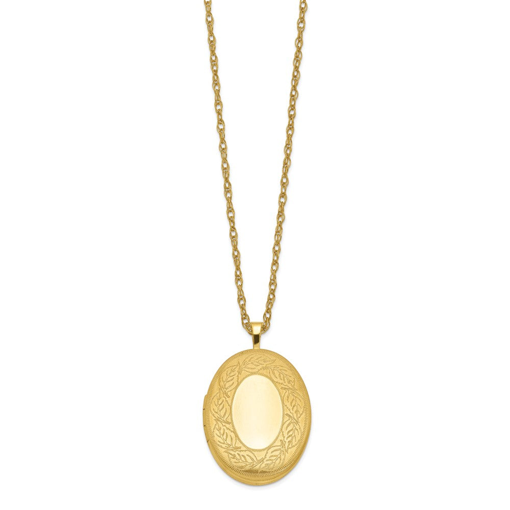 1/20 14K Gold Filled 26mm Leaf Border Oval Locket Necklace