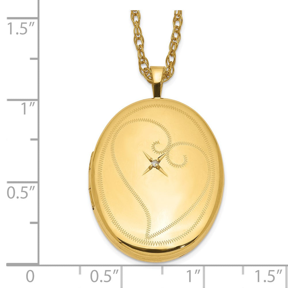 1/20 14K Gold Filled 26mm Diamond in Heart Oval Locket Necklace