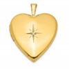 Sterling Silver Gold-plated Diamond Star 20mm Heart Locket