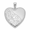 Sterling Silver Rhodium-plated 24mm Scrolled Heart Family Locket