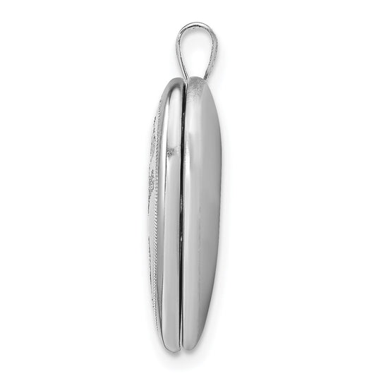 Sterling Silver Rhodium-plated 20mm D/C Grandma Heart Locket