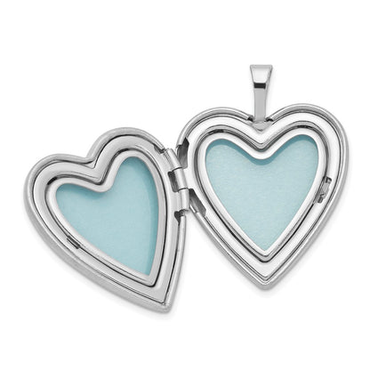 Sterling Silver Rhodium-plated 20mm D/C Grandma Heart Locket