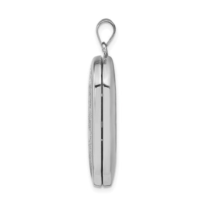 Sterling Silver Rhodium-plated Cross Rectangular Locket
