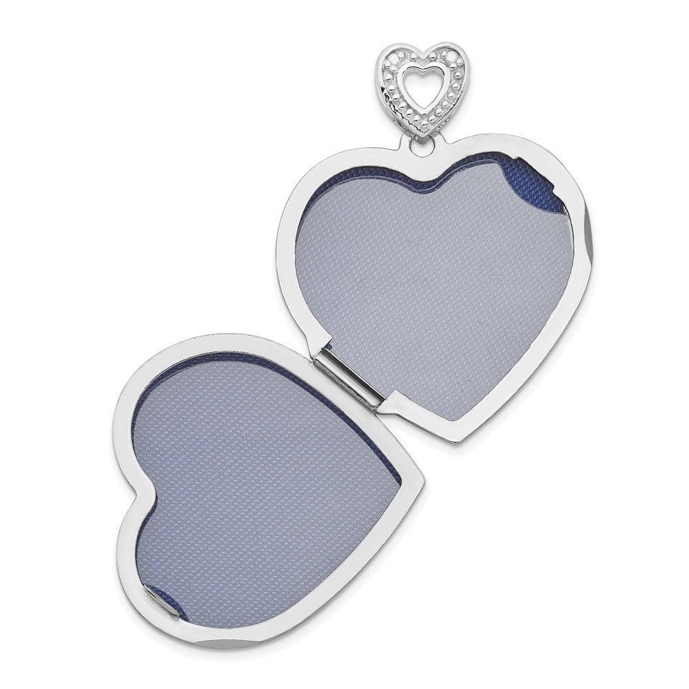 Sterling Silver Rhodium-plated 24mm w/ Diamond Vintage Heart Locket