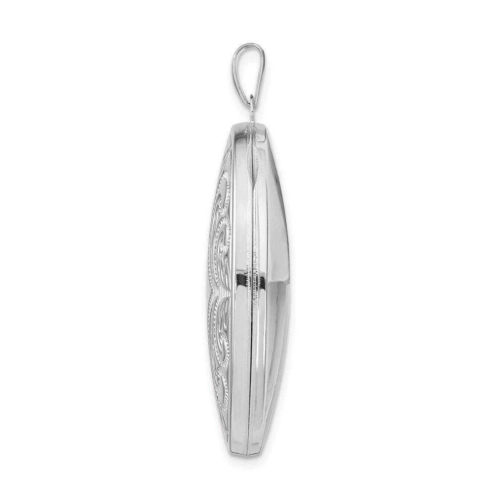 Sterling Silver Rhodium-plated Scroll Design Oval 6-Photo 36mm Family Oval Locket