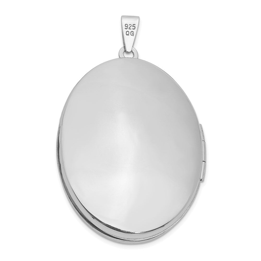 Sterling Silver Rhodium-plated Scroll Design Oval 6-Photo 36mm Family Oval Locket