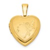 Sterling Silver Gold-plated Satin & Polished 12mm Fairy Heart Locket