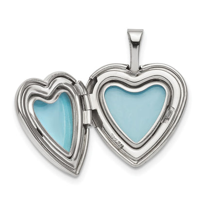 Sterling Silver Rhodium-plated 16mm Paw Print Heart Locket