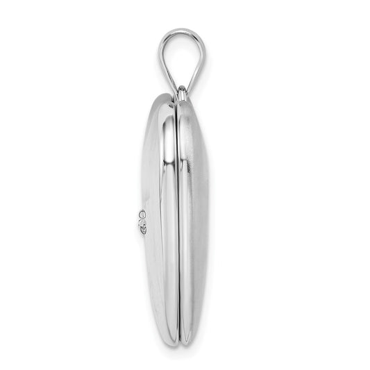 Sterling Silver Rhod-plated 24mm w/ Diamond Star Ash Holder Heart Locket
