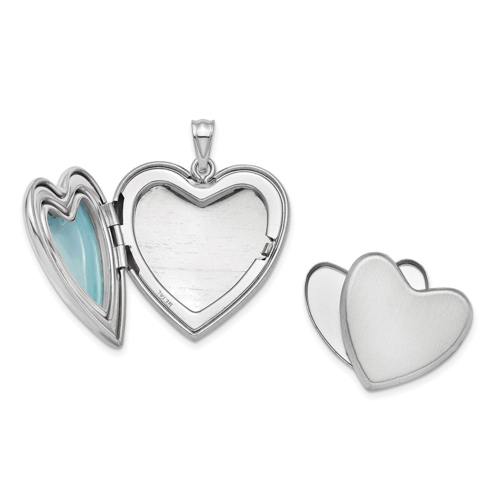 Sterling Silver Rhod-plated 24mm w/ Diamond Star Ash Holder Heart Locket