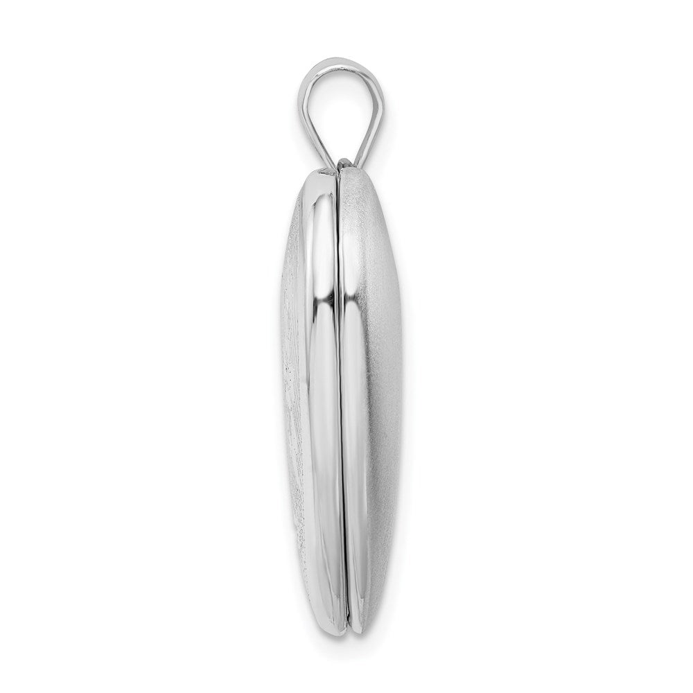 Sterling Silver Rhodium-plated 24mm D/C Cross Ash Holder Heart Locket