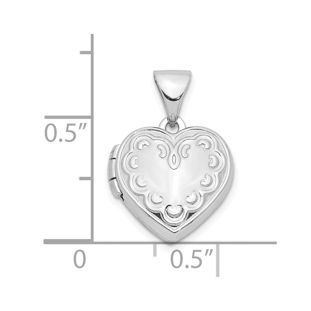 Sterling Silver Rhodium-plated 13mm Heart Locket