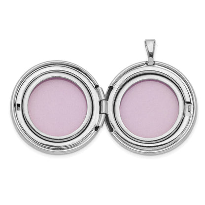 Sterling Silver Platinum-plated Tree Design Round Locket