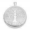 Sterling Silver Platinum-plated Tree Design Round Locket