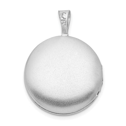 Sterling Silver Platinum-plated Round Tree Design Locket