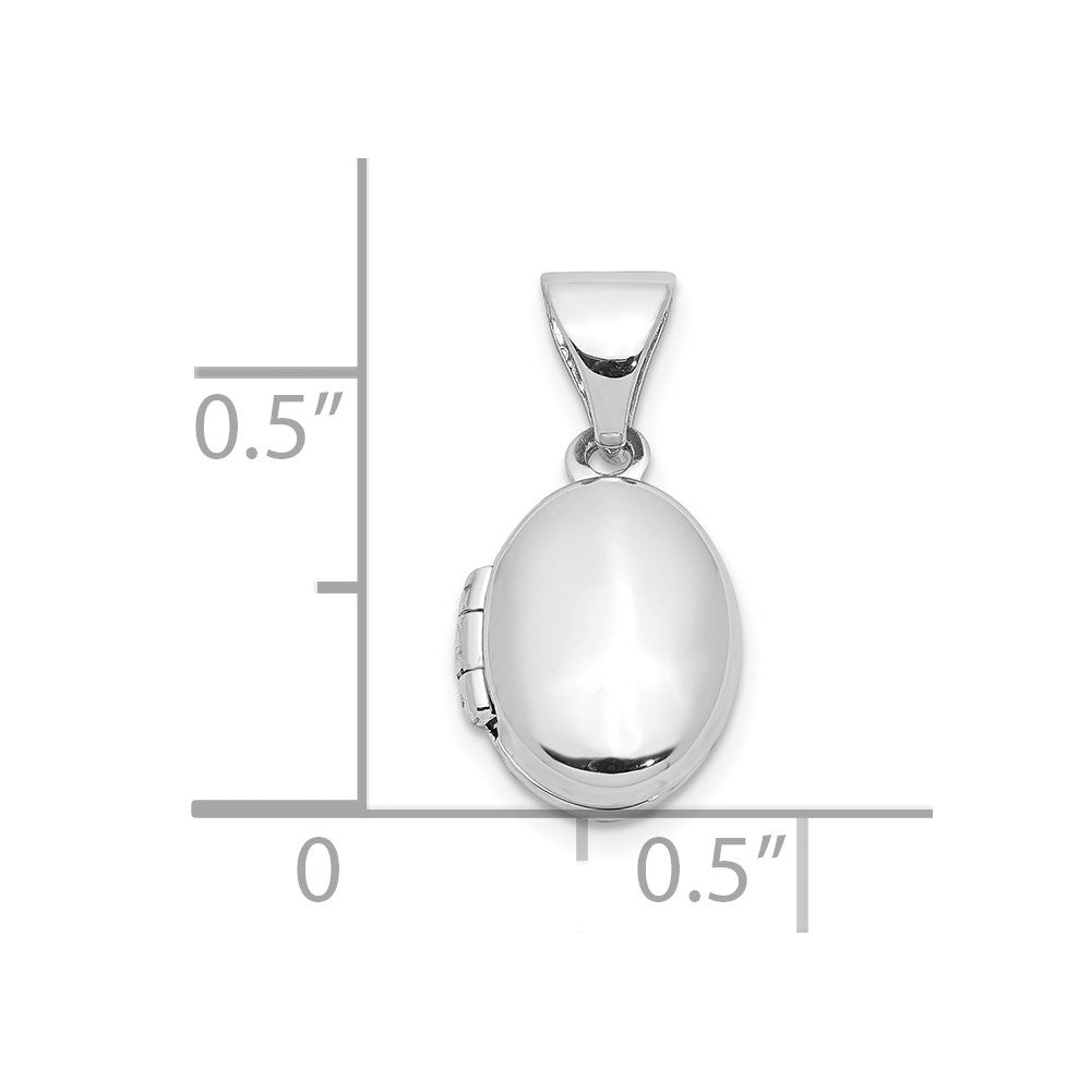 Sterling Silver Rhodium-plated 12mm Oval Locket