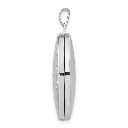 Sterling Silver Rhodium-plated 29mm Fancy Oval Family Locket
