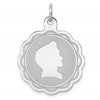 Sterling Silver Rhodium-plated Engravable Boy Disc Charm