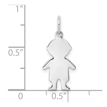Sterling Silver Rhod-plated Eng. Boy Polished Front/Back Disc Charm